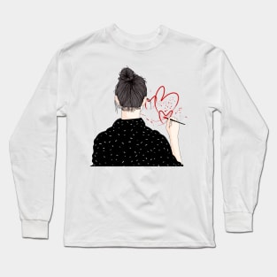 Heart painting girl Long Sleeve T-Shirt